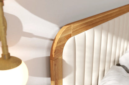 MODENA Oak Bed with Upholstered Headboard