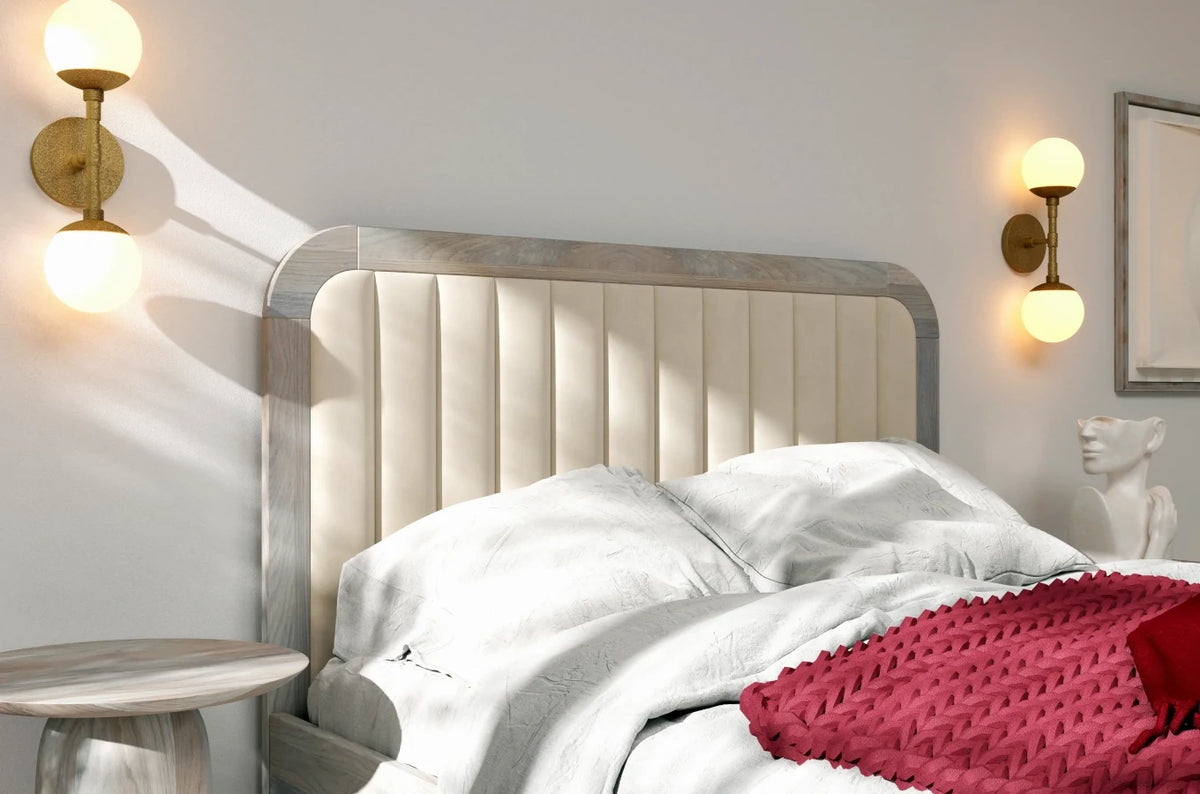 MODENA Oak Bed with Upholstered Headboard