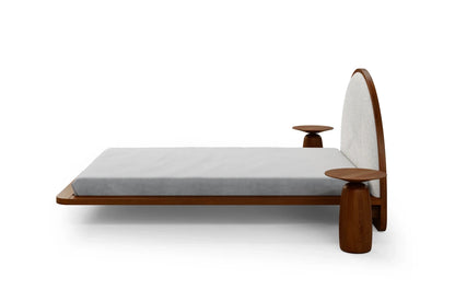 MOMOKO Beech Floating Bed with Bouclé Headboard