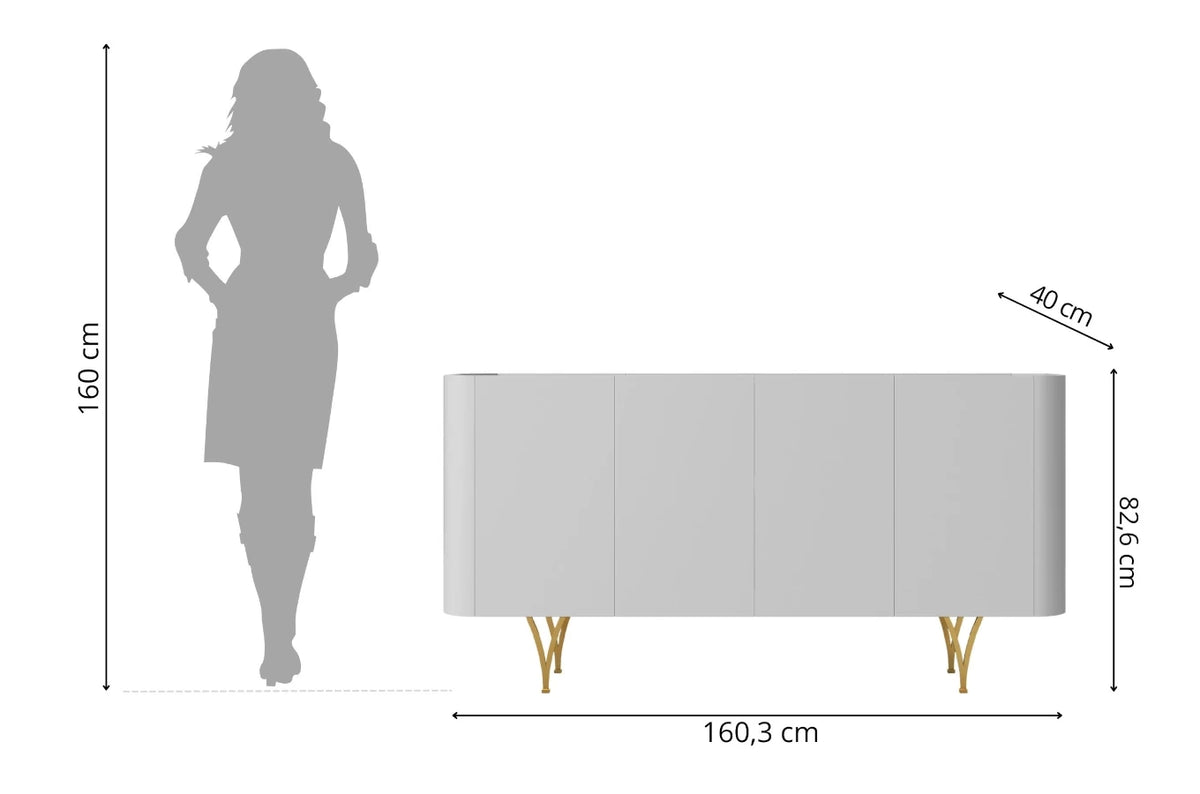 MONZA Grey Chest 160CM with Gold Legs