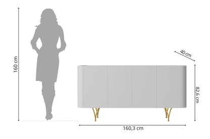 MONZA Grey Chest 160CM with Gold Legs