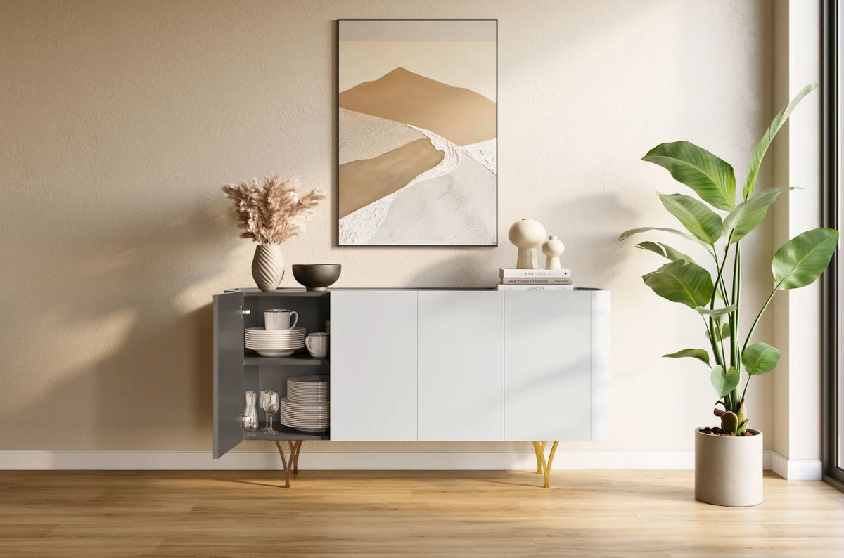 MONZA Grey Chest 160CM with Gold Legs