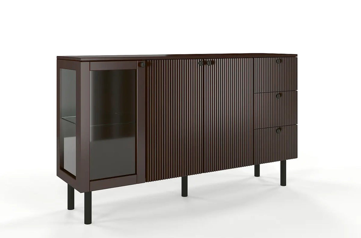 NORVIK Beech Chest 160CM with Glass Door