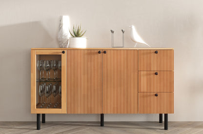 NORVIK Beech Chest 160CM with Glass Door
