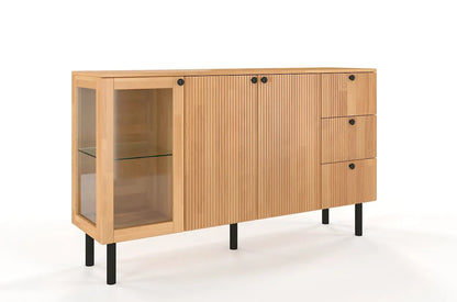 NORVIK Beech Chest 160CM with Glass Door