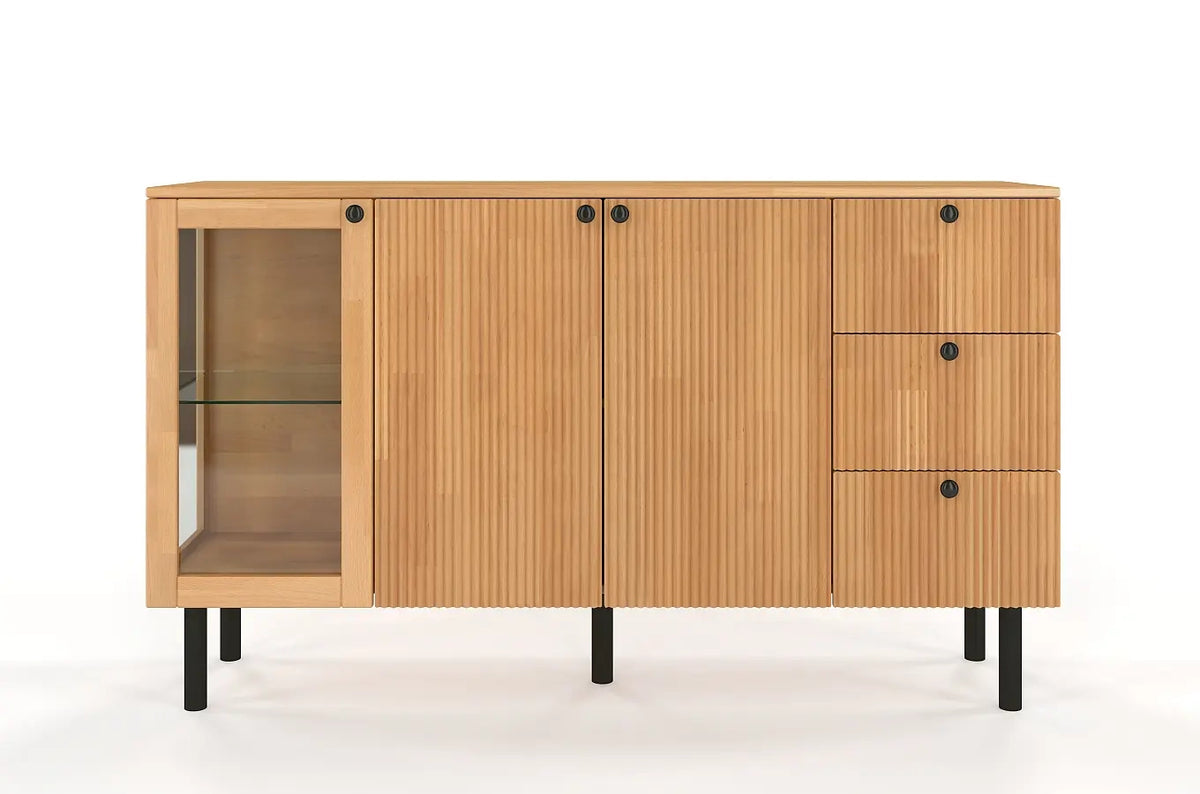 NORVIK Beech Chest 160CM with Glass Door