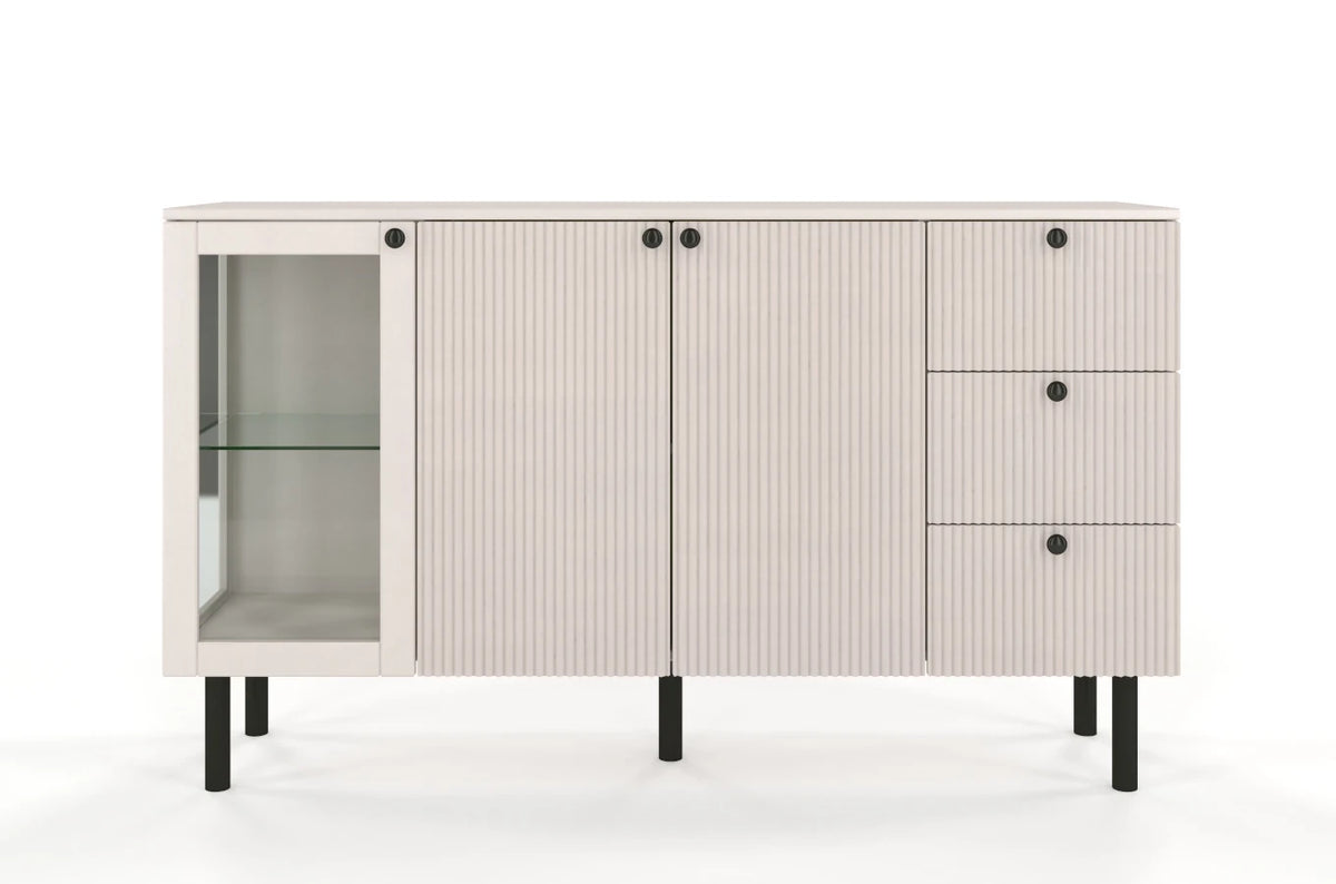 NORVIK Beech Chest 160CM with Glass Door