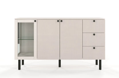 NORVIK Beech Chest 160CM with Glass Door