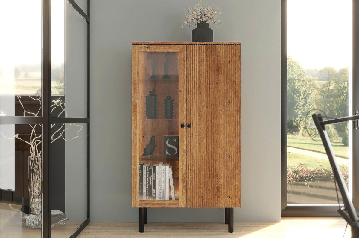 NORVIK High Oak Display Cabinet 80CM