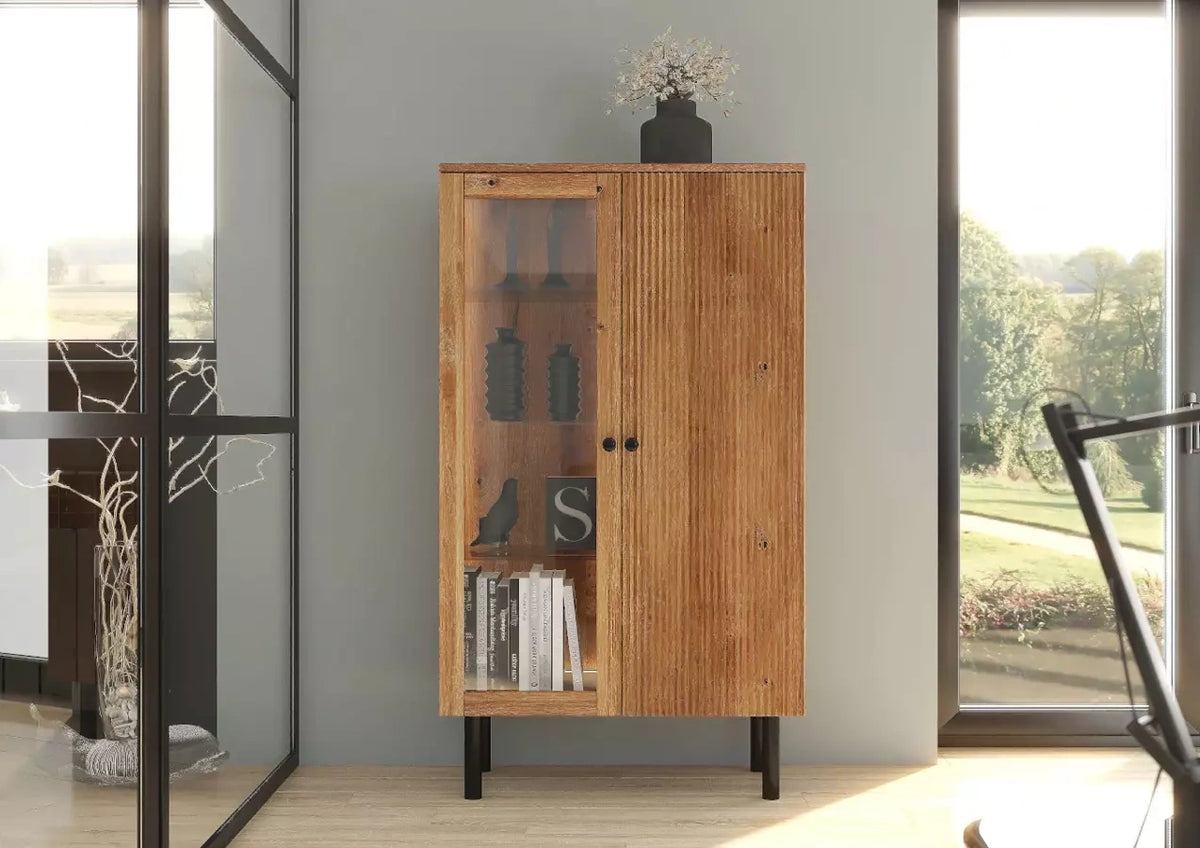 NORVIK High Oak Display Cabinet 80CM
