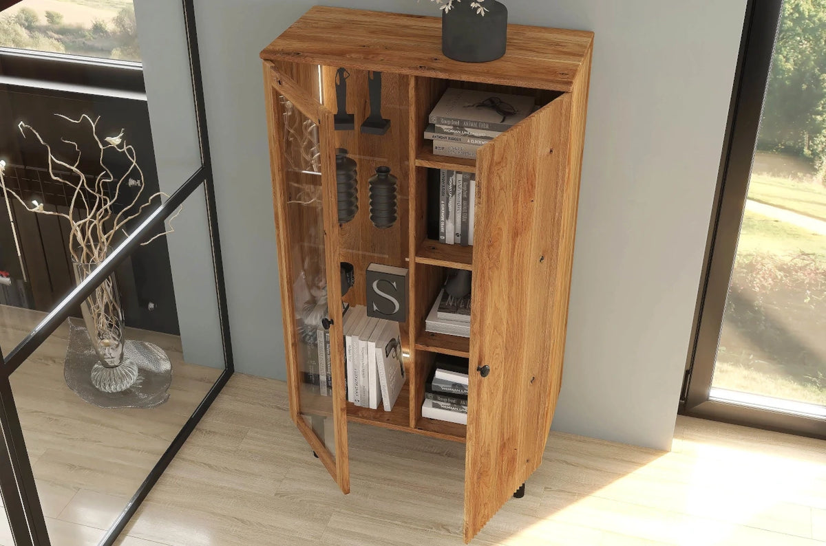 NORVIK High Oak Display Cabinet 80CM