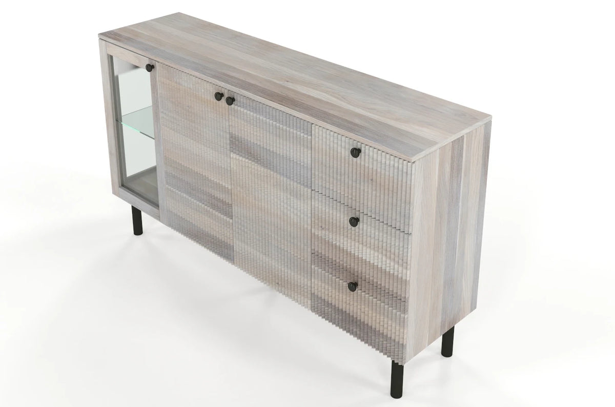 NORVIK Oak Chest 160CM with Glass Door