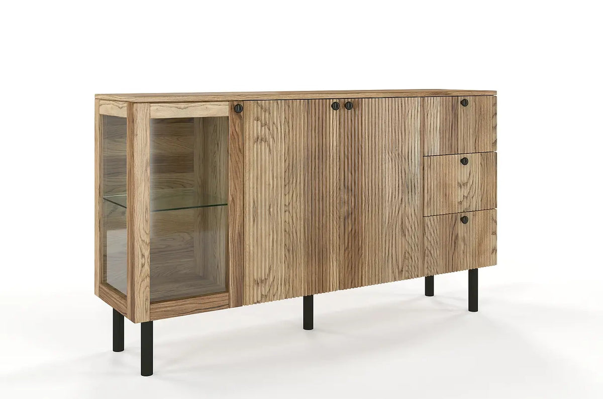 NORVIK Oak Chest 160CM with Glass Door