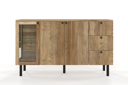 NORVIK Oak Chest 160CM with Glass Door