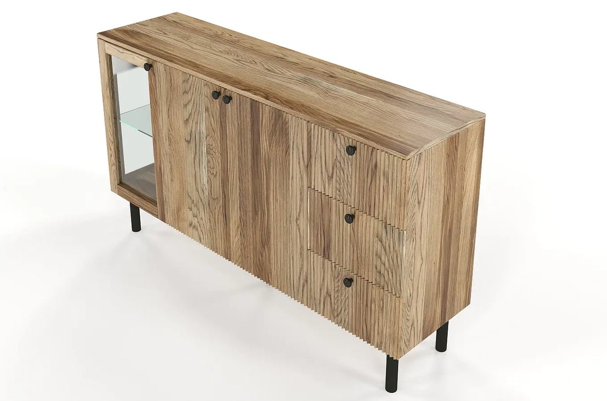 NORVIK Oak Chest 160CM with Glass Door