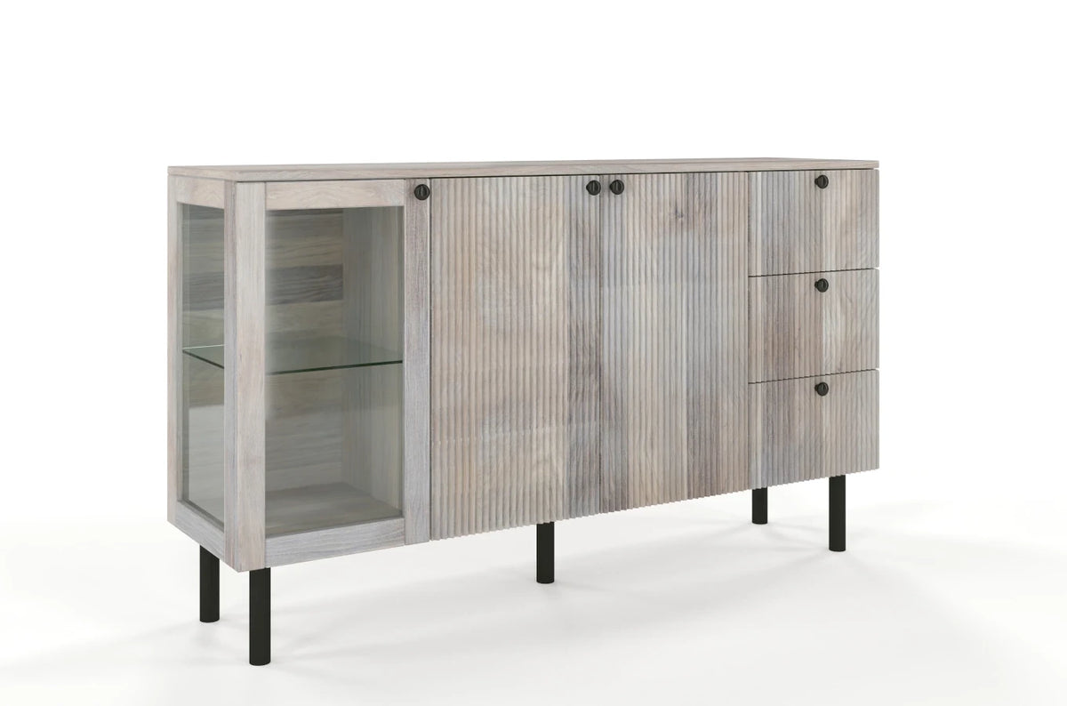 NORVIK Oak Chest 160CM with Glass Door
