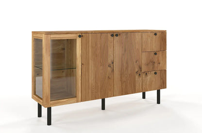 NORVIK Oak Chest 160CM with Glass Door