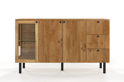 NORVIK Oak Chest 160CM with Glass Door