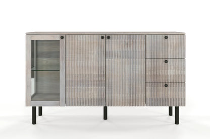 NORVIK Oak Chest 160CM with Glass Door