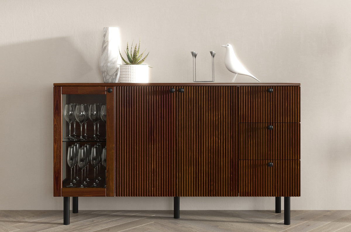 NORVIK Pine Chest 160CM with Glass Door