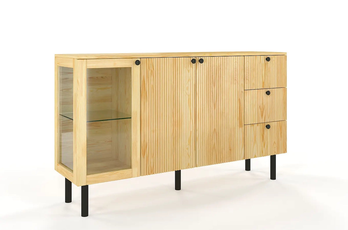 NORVIK Pine Chest 160CM with Glass Door