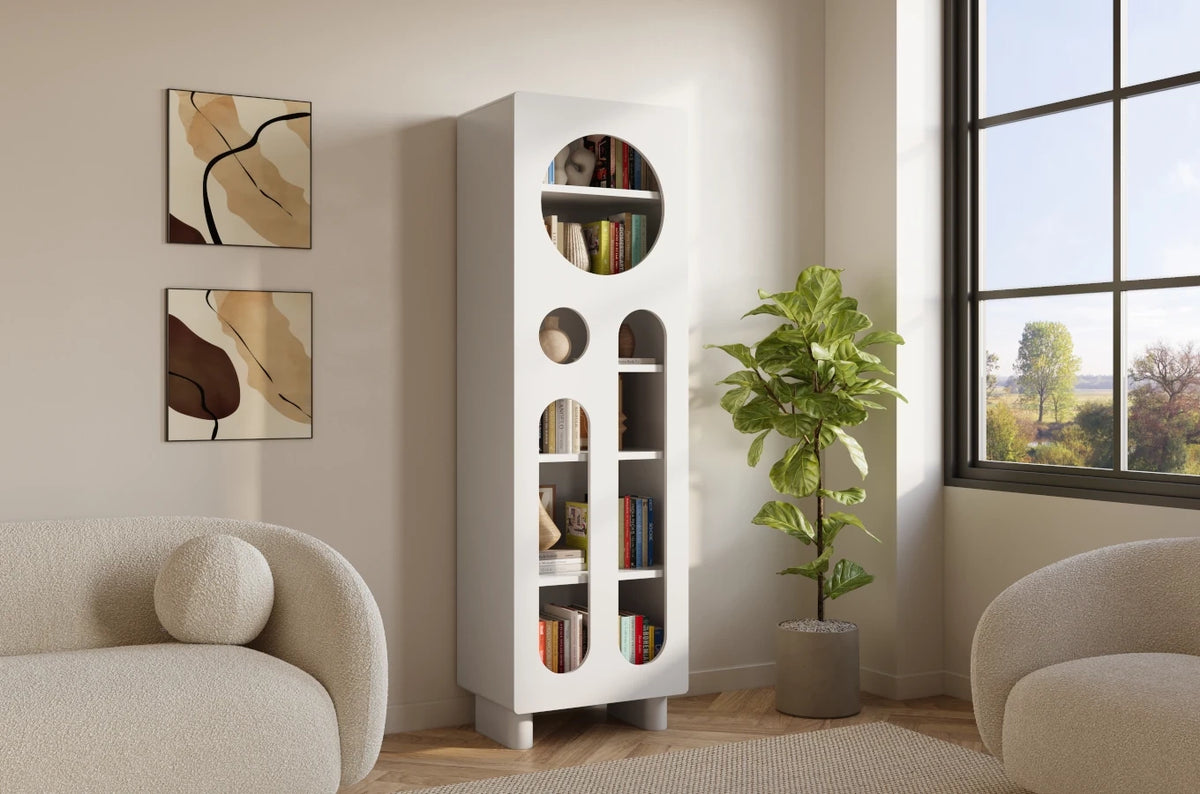 OKO White Bookcase 60CM with Openwork Doors