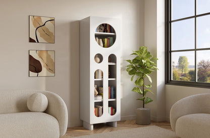 OKO White Bookcase 60CM with Openwork Doors