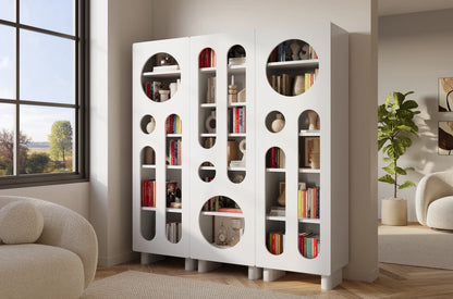 OKO White Bookcase 60CM with Openwork Doors