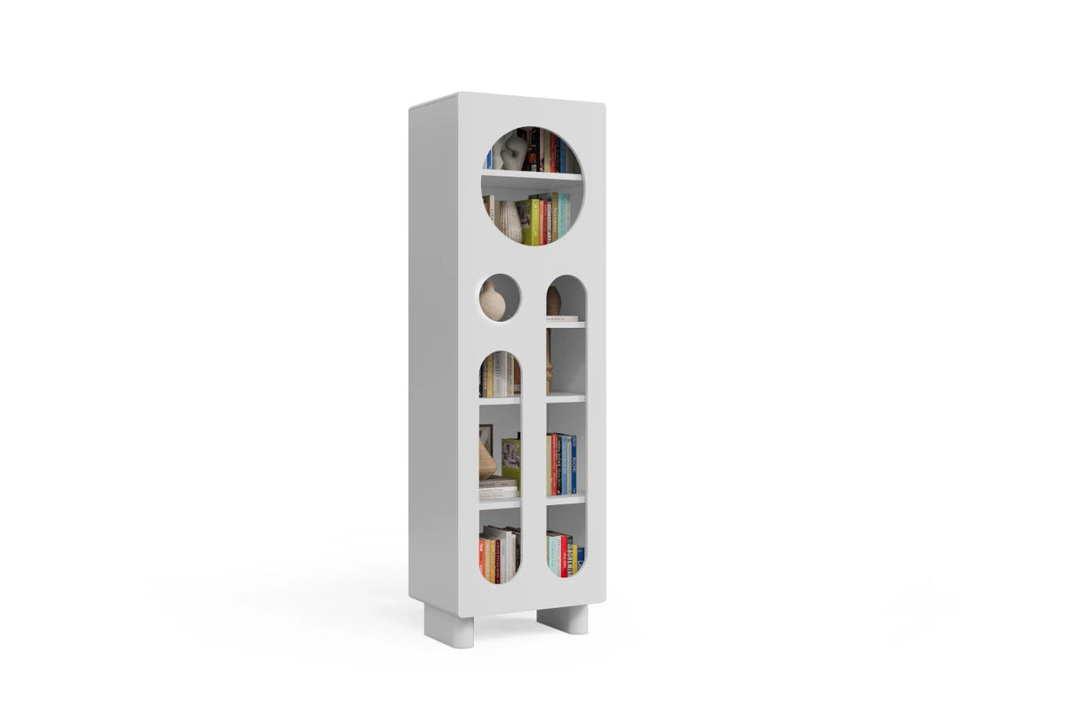OKO White Bookcase 60CM with Openwork Doors