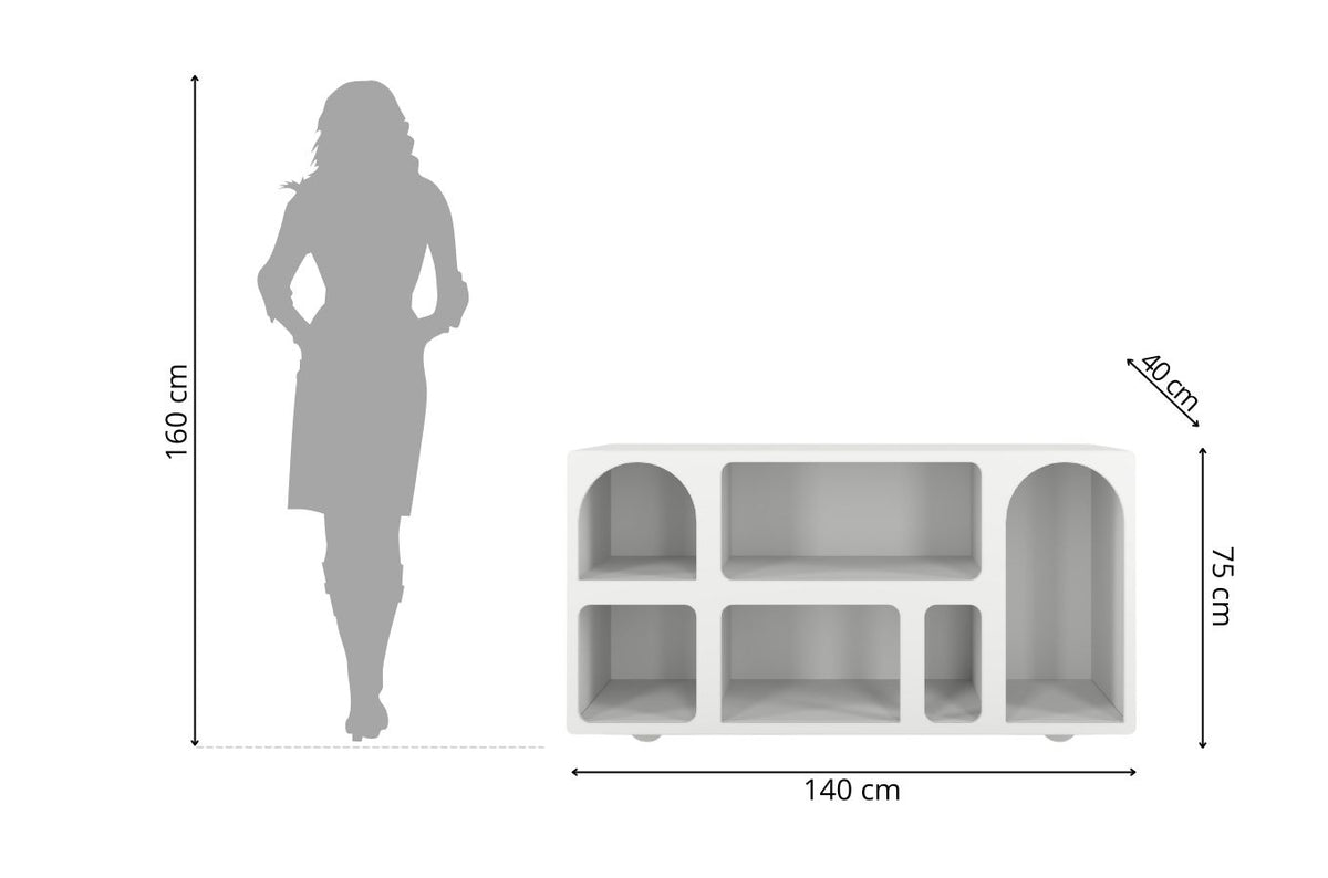OLIMPIA LONG Bookcase 140CM with Arches
