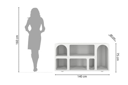 OLIMPIA LONG Bookcase 140CM with Arches