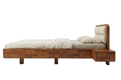 PONZA Beech Floating Bed with Bouclé Headboard