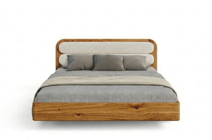 PONZA Oak Floating Bed with Bouclé Headboard