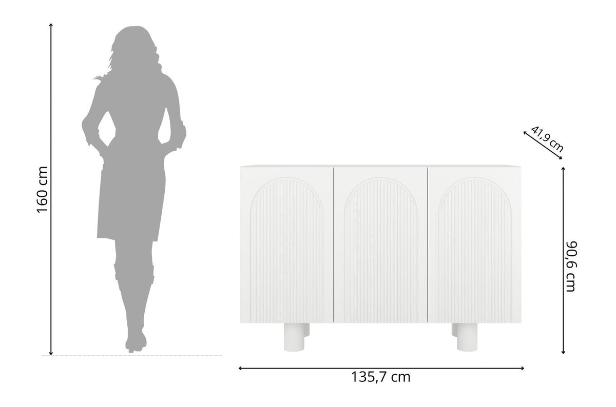 RITA White Chest 135CM with Arches