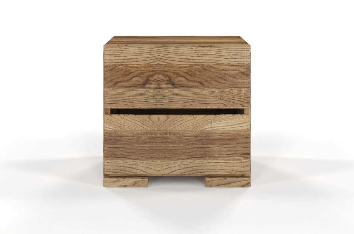 SANDEMO High Oak Bedside Cabinet with 2 Drawers