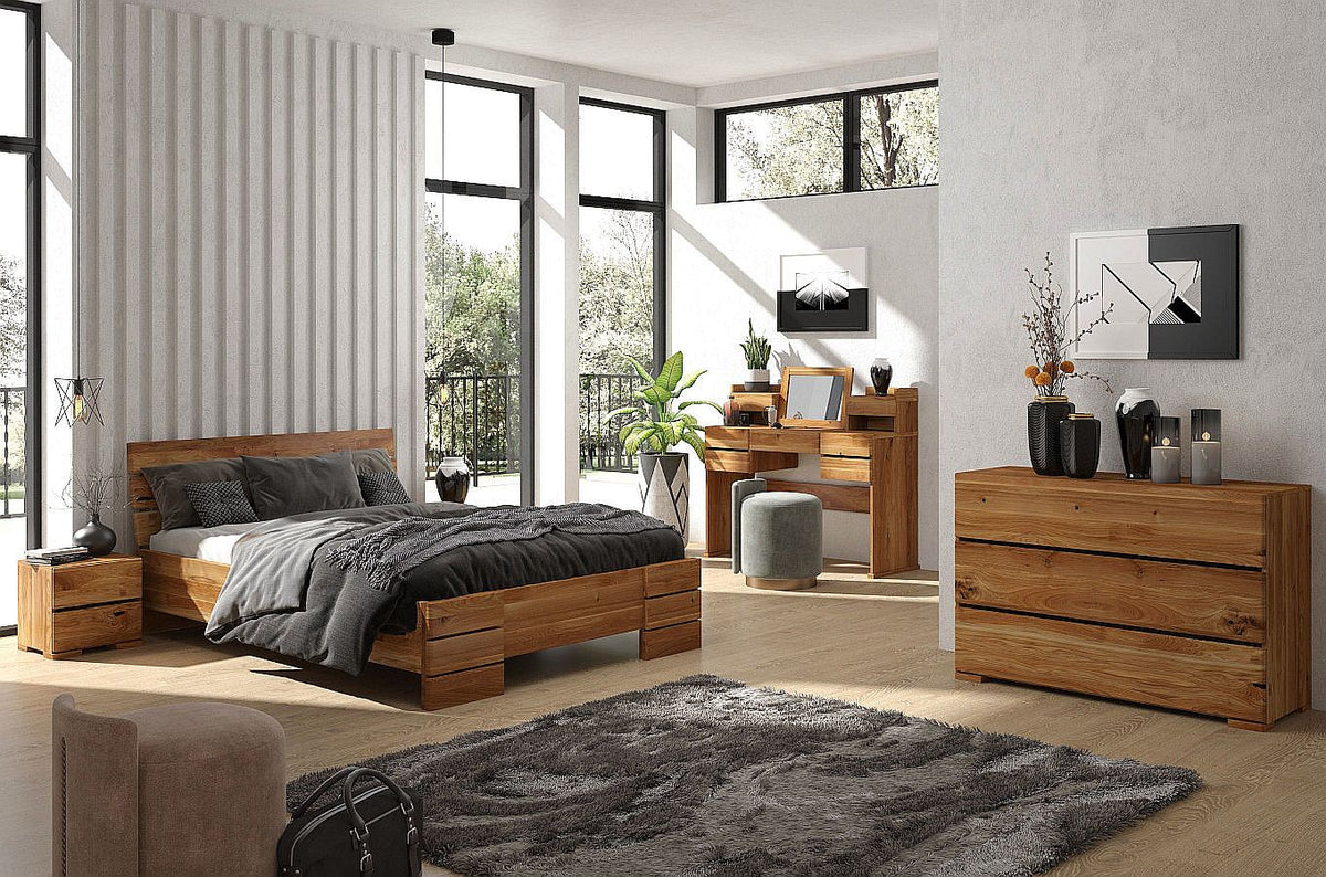 SANDEMO High Oak Bedside Cabinet with 2 Drawers