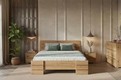 SANDEMO High Oak Bedside Cabinet with 2 Drawers