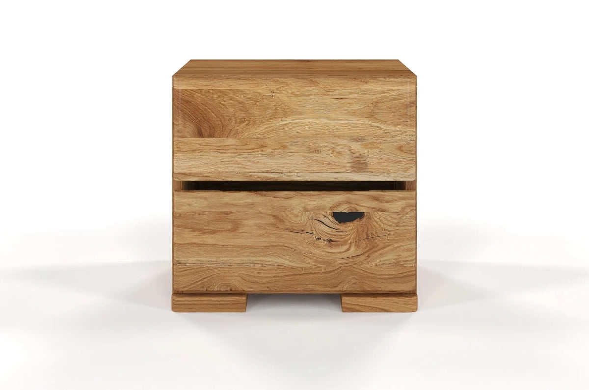 SANDEMO High Oak Bedside Cabinet with 2 Drawers