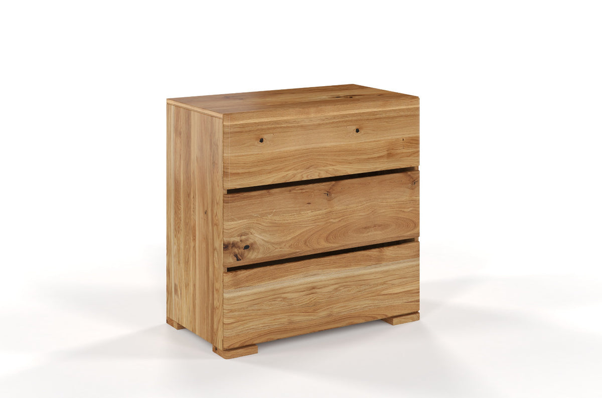 SANDEMO Oak 3 Drawer Chest 80CM