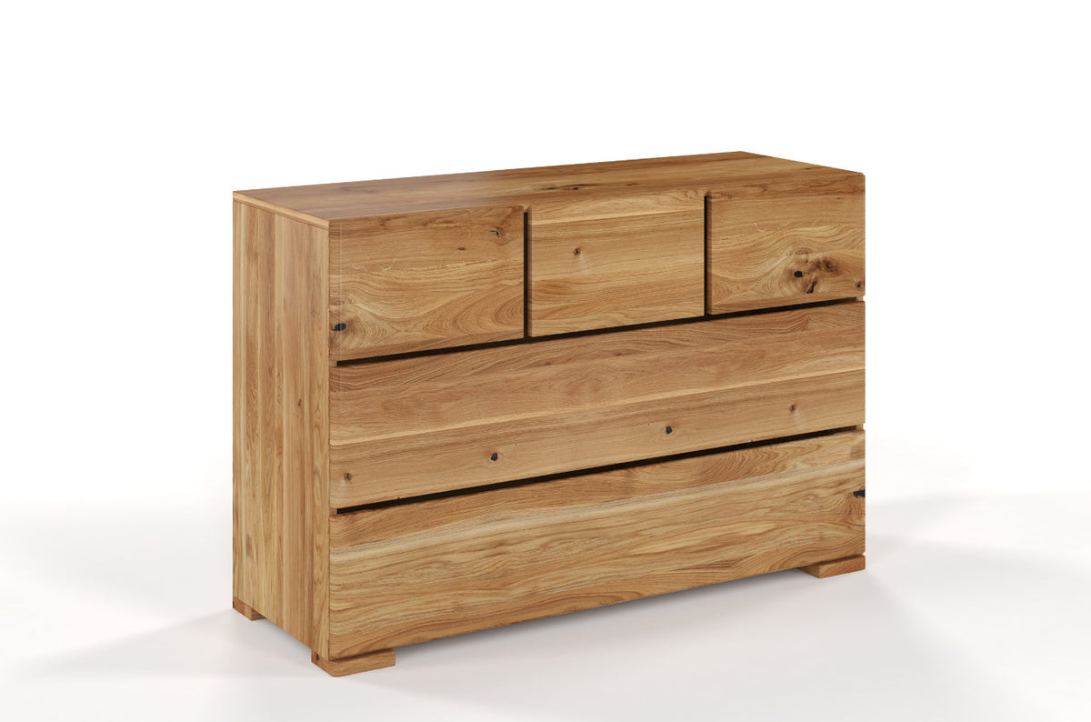 SANDEMO Oak 5 Drawer Chest 120CM (3+2)
