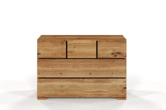 SANDEMO Oak 5 Drawer Chest 120CM (3+2)
