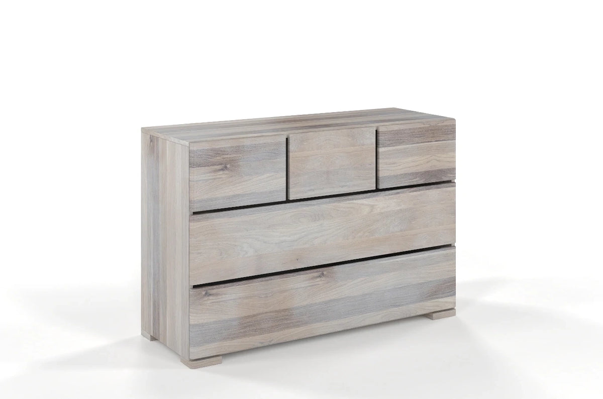SANDEMO Oak 5 Drawer Chest 120CM (3+2)