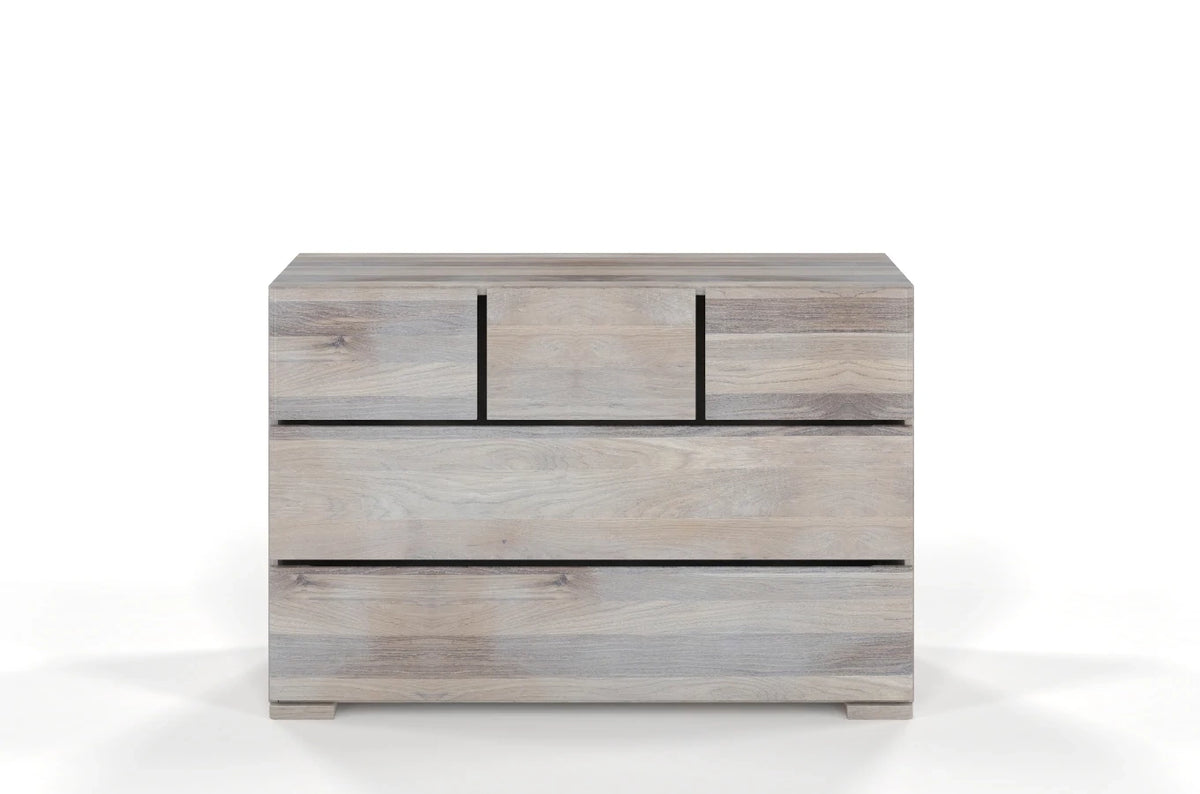 SANDEMO Oak 5 Drawer Chest 120CM (3+2)