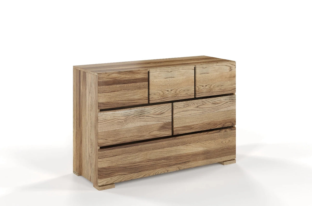 SANDEMO Oak 6 Drawer Chest 120CM (3+2+1)