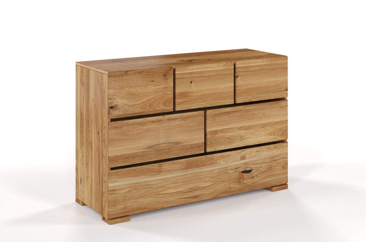 SANDEMO Oak 6 Drawer Chest 120CM (3+2+1)