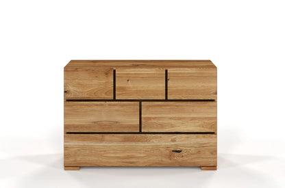 SANDEMO Oak 6 Drawer Chest 120CM (3+2+1)