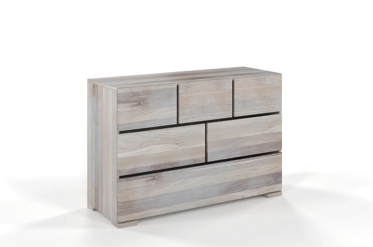 SANDEMO Oak 6 Drawer Chest 120CM (3+2+1)