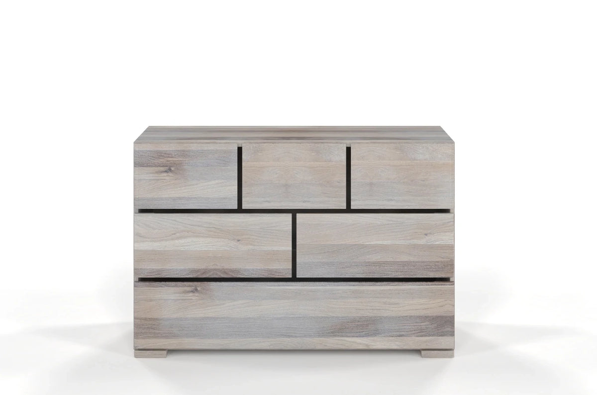 SANDEMO Oak 6 Drawer Chest 120CM (3+2+1)