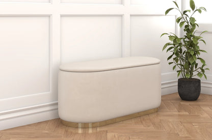 SCARLETT Oval Storage Pouf with Gold Base