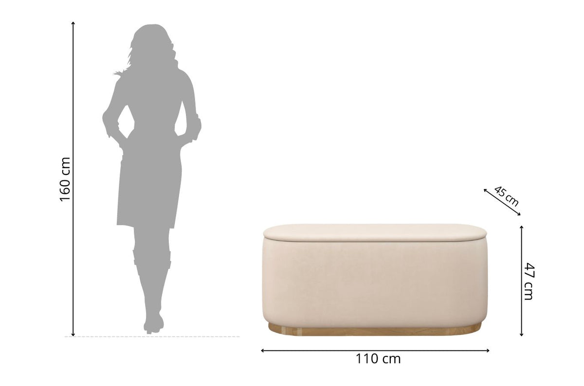 SCARLETT Oval Storage Pouf with Gold Base